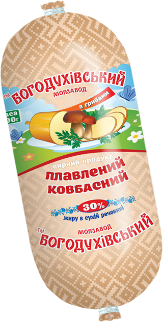 Продукт молоковмісний сирний плавлений ковбасний з грибами 30% жиру, ТМ 